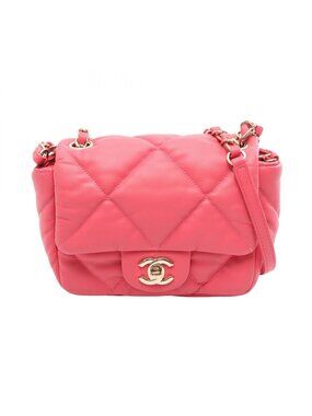 Chanel Shoulder Bag Quilted Pink Lambskin Bubble Quilt Small Flap